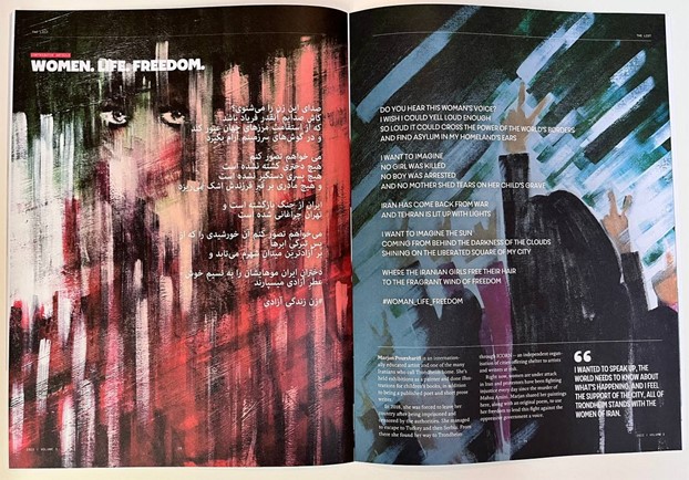 Marjan Poursharifi’s artistic and poetic contributions to List Magazine. Photo: Private.