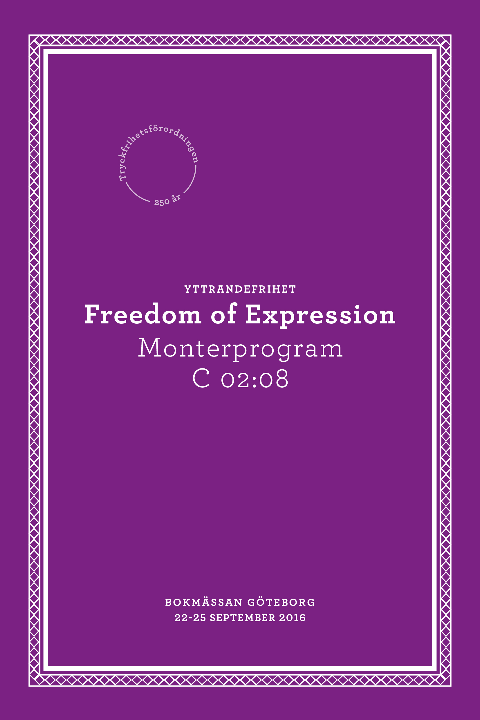 Freedom of Expression stand at Gothenburgh Bookfair 2016 - Programme. Photo.