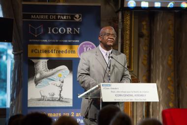 Felix Kaputo speaking at the opening of the ICORN General Assembly in Hôtel de Ville in Paris 30 March 2016. © H.Garat JB. Gurliat