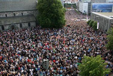 Photo by Birger Haraldseid (Greater Stavanger): As many as 75 000 people gathered in Stavanger in solidarity with the victims of the 22 July massacre in Oslo and at Utøya.  Print current Article