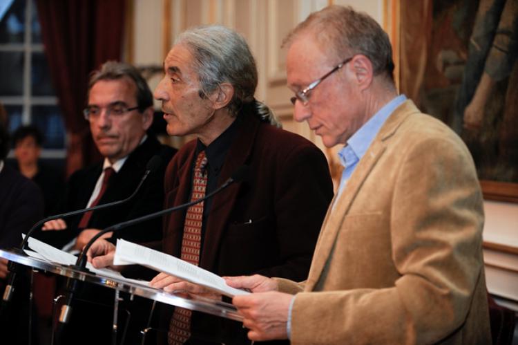 B. Sansal, D. Grossman and R. Ries (the Mayor of Strasbourg). Photo