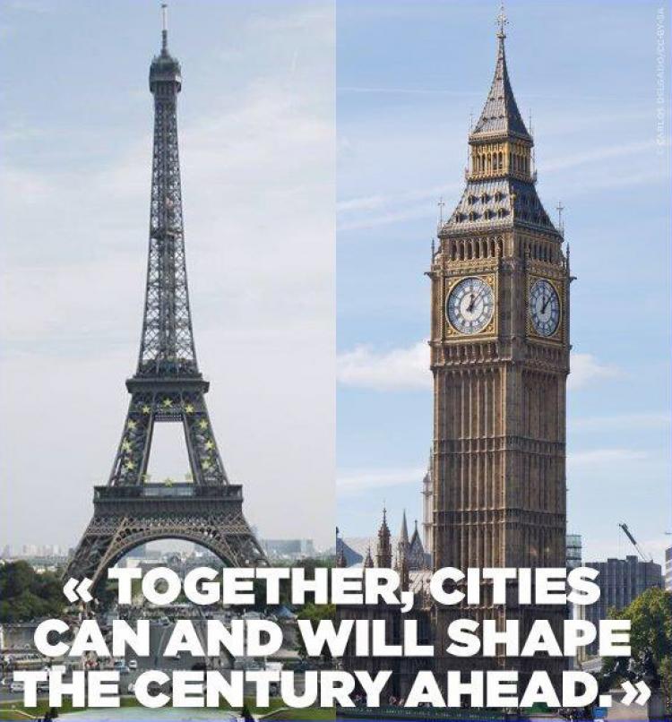 “Together, cities can and will shape the century ahead“. A joint statement of solidarity by the Paris Mayor Ms. Anne Hidalgo and London Mayor Mr. Sadiq Kahn. Photo.