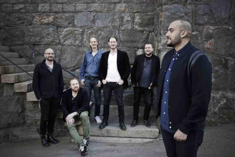 Swedish jazz rock band Makten & Härligheten and ICORN rapper Khaled Harara. Photo: Maja Kristin Nylander